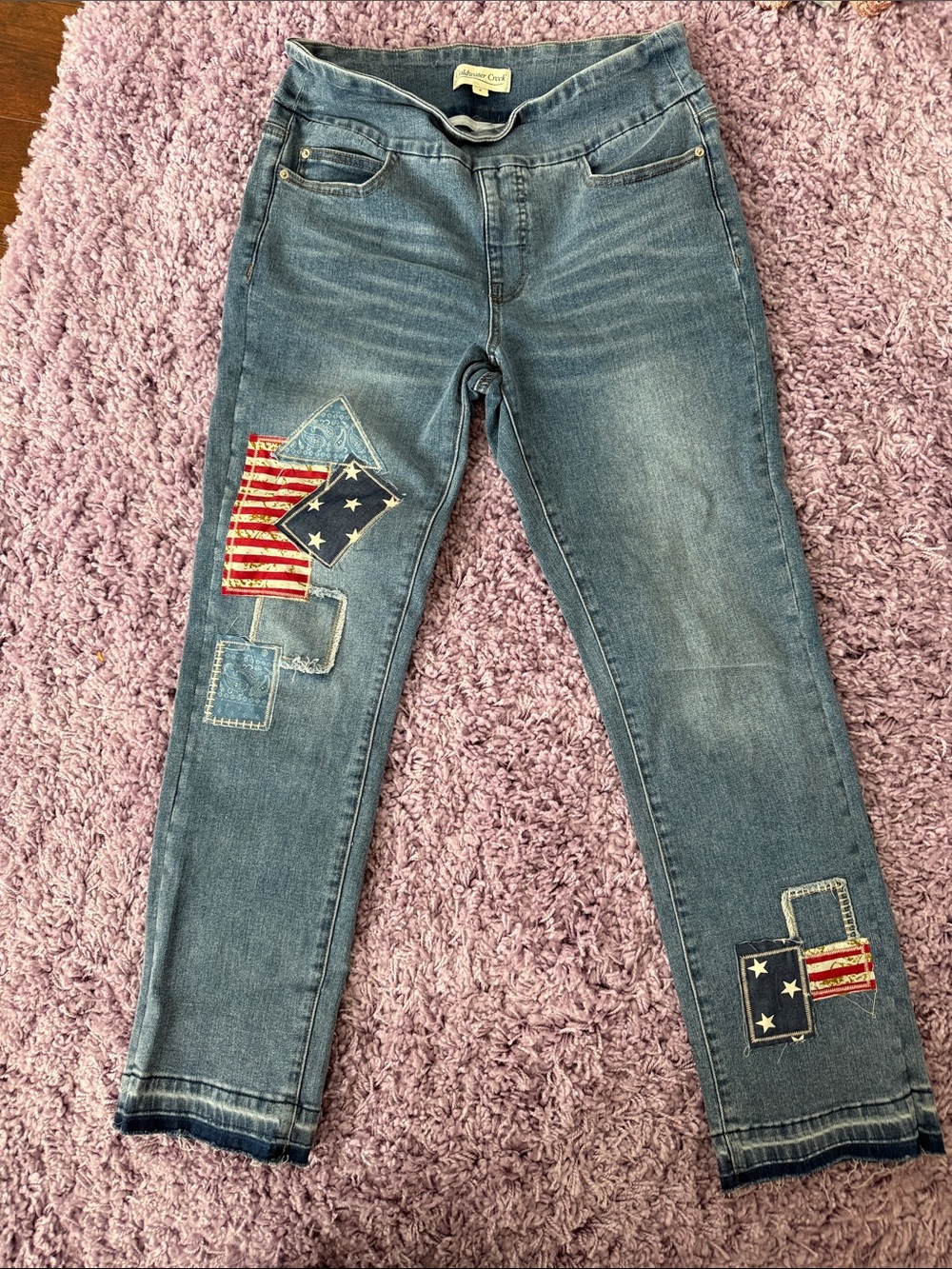 Coldwater Creek Stretchy Pull-on Jeans with Flag Patchwork